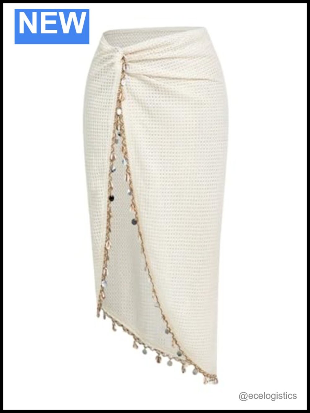 Women's Asymmetrical Sarong Wrap Beach Skirt Cover Up Midi High Slit